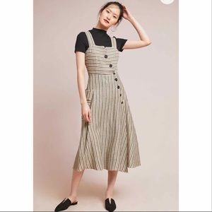 Anthropolgie Eva Franco Linen Striped Midi Dress NWOT